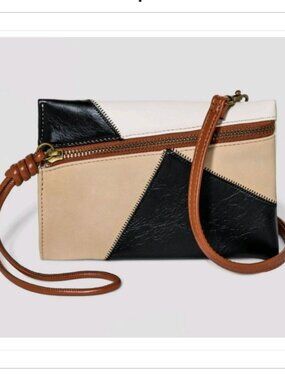 Universal Thread Patchwork Crossbody Purse NWT Black Beige Tan Bag